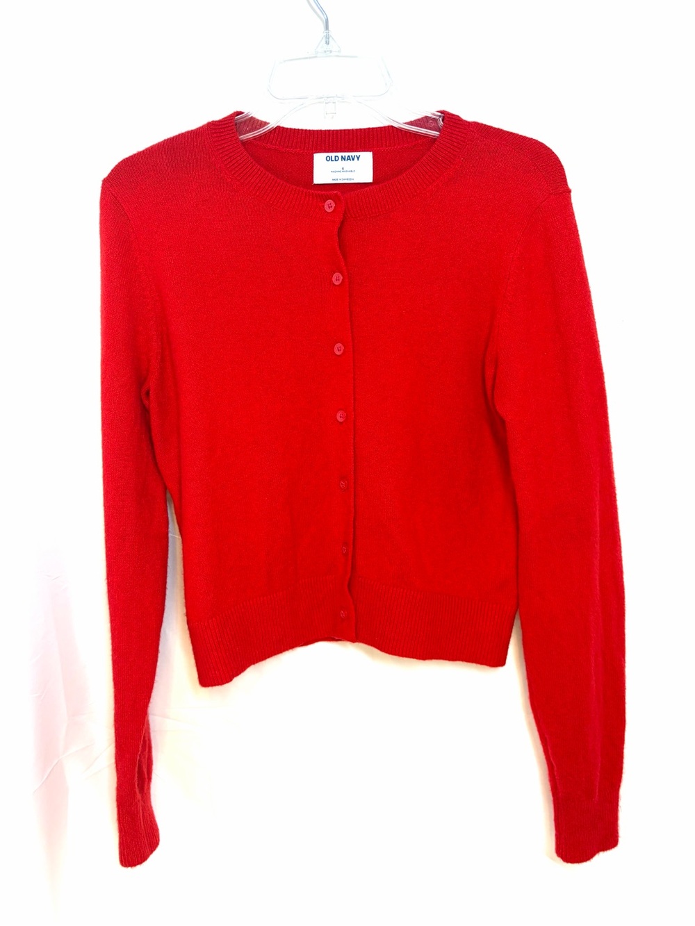 Old Navy Women's Red Button-Up Crewneck Sweater Size Small